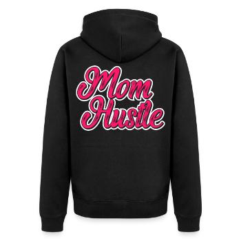 Mom Hustle Mom Shirt - Unisex Premium Organic Zip Hoodie - black - Back - Nico (187cm)