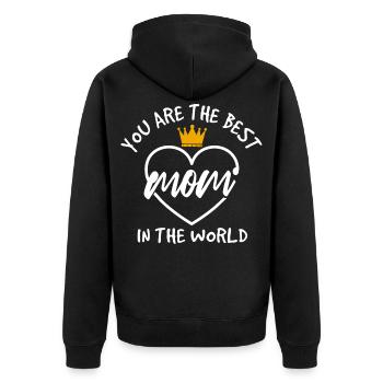 Beste Mama der Welt Geschenkhemd - Unisex Premium Bio Zip Hoodie - Schwarz - Hinten - Nico (187cm)