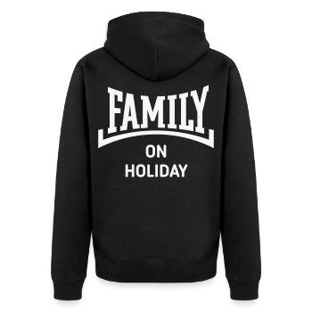Family On Holiday (Family Vacation / Concave / W) - Unisex Premium Organic Zip Hoodie - black - Back - Nico (187cm)