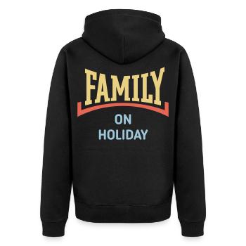 Family On Holiday (Family Holiday / Concave / 3C) - Unisex Premium Organic Zip Hoodie - black - Back - Nico (187cm)