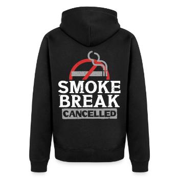 Non-smoking Ex Smoking Smoke Break Cancelled - Unisex Premium Organic Zip Hoodie - black - Back - Nico (187cm)