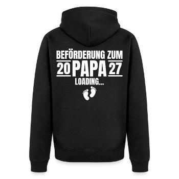 Beförderung zum Papa 2027 Loading - Unisex Premium Bio Zip Hoodie - Schwarz - Hinten - Nico (187cm)