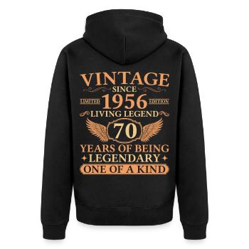 Vintage 1956 – Living Legend 70th Birthday - Unisex Premium Organic Zip Hoodie - black - Back - Nico (187cm)