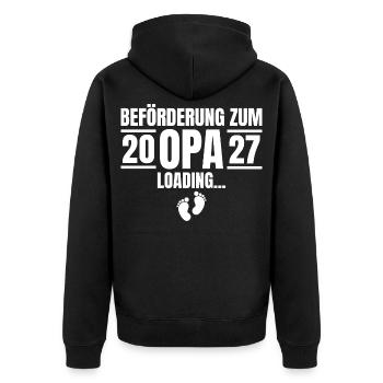 Beförderung zum Opa 2027 Loading - Unisex Premium Bio Zip Hoodie - Schwarz - Hinten - Nico (187cm)