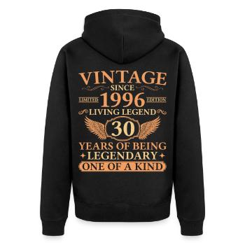 Millésime 1996 – 30e anniversaire de Living Legend - Veste à capuche bio Premium Unisexe - noir - Dos - Nico (187cm)