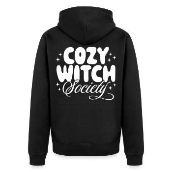 Kuschelige Hexen-Gesellschaft - Unisex Premium Bio Zip Hoodie - Schwarz - Hinten - Nico (187cm)