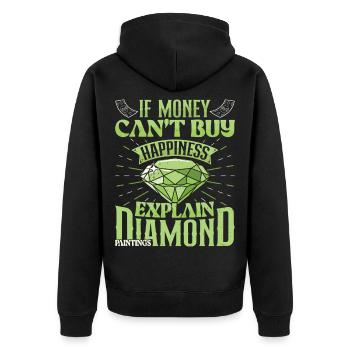 Diamant-Künstler-Sammlung Geld kann Diamant kaufen - Unisex Premium Bio Zip Hoodie - Schwarz - Hinten - Nico (187cm)