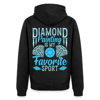 Diamantmalerei, mein Lieblingssport. Basteln - Unisex Premium Bio Zip Hoodie - Schwarz - Hinten - Nico (187cm)