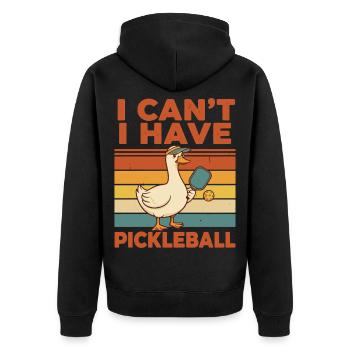 Pickleball-lustiger Pickleball-Pickleball - Unisex Premium Bio Zip Hoodie - Schwarz - Hinten - Nico (187cm)