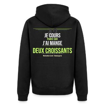 42 Ans: Deux Croissants Humour - Veste à capuche bio Premium Unisexe - noir - Dos - Nico (187cm)
