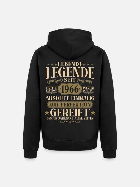 Legende seit 1966 - 60 Geburtstag Vintage Geschenk - Unisex Premium Bio Zip Hoodie - Schwarz