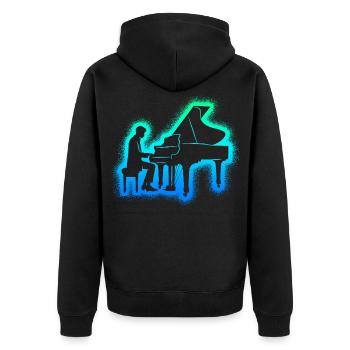 Piano Pianist Jungen Herren Kinder Klavier - Unisex Premium Bio Zip Hoodie - Schwarz - Hinten - Nico (187cm)