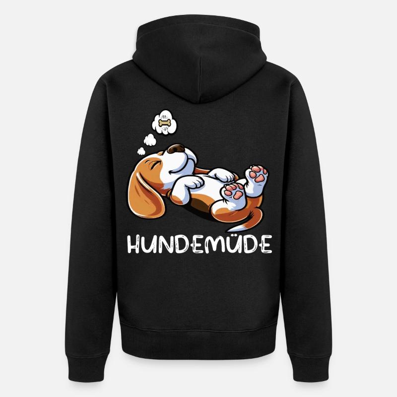 Hundemüde Beagle Beaglebesitzer Beaglehalter - Unisex Premium Bio Zip Hoodie - Schwarz