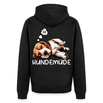 Hundemüde Beagle Beaglebesitzer Beaglehalter - Unisex Premium Bio Zip Hoodie - Schwarz - Hinten - Nico (187cm)