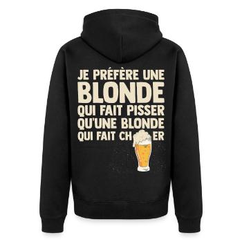 Humour Blonde Bière Beauf Apéro Bistrot Drôle bbq - Veste à capuche bio Premium Unisexe - noir - Dos - Nico (187cm)