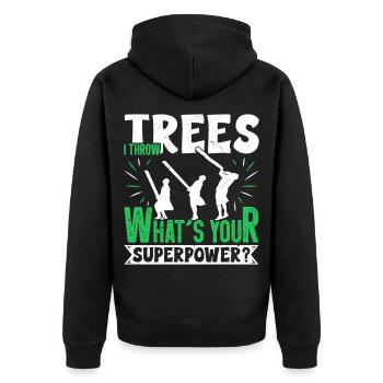  Caber Tossing Scottish Highland Games Highlander - Unisex Premium Organic Zip Hoodie - black - Back - Nico (187cm)