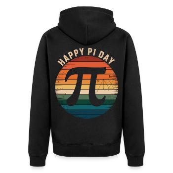 Happy Pi Day Shirt Retro Mathematik Geschenk - Unisex Premium Bio Zip Hoodie - Schwarz - Hinten - Nico (187cm)