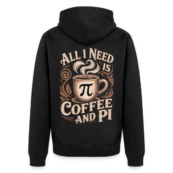 Math Coffee T-Shirt Pi Symbol Nerd Gift - Unisex Premium Organic Zip Hoodie - black - Back - Nico (187cm)