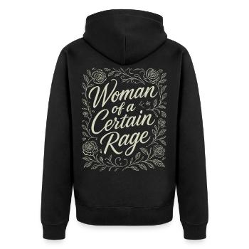 Woman of a Certain Rage Floral Roses Design - Unisex Premium Organic Zip Hoodie - black - Back - Nico (187cm)