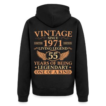 Original 1971 Vintage – 55th Birthday Legend - Unisex Premium Organic Zip Hoodie - black - Back - Nico (187cm)