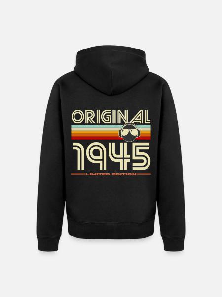 Originaler Retro-Helm von 1945 - Unisex Premium Bio Zip Hoodie - Schwarz