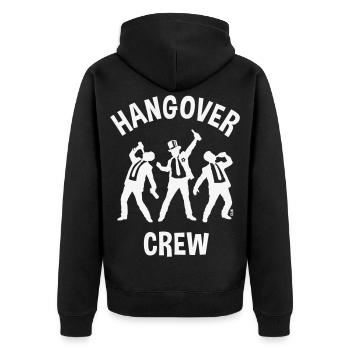 Hangover Crew (JGA Junggesellenabschied Bier / W) - Unisex Premium Bio Zip Hoodie - Schwarz - Hinten - Nico (187cm)