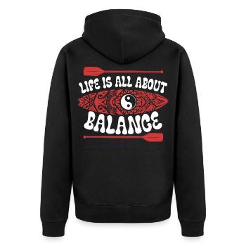Stand Up Paddle Life Is All About Balance - Unisex Premium Organic Zip Hoodie - black - Back - Nico (187cm)