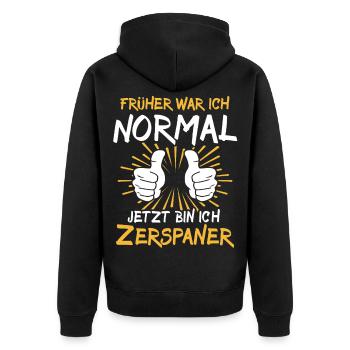 Zerspaner Spruch - Unisex Premium Bio Zip Hoodie - Schwarz - Hinten - Nico (187cm)