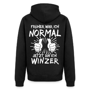 Winzer - Unisex Premium Bio Zip Hoodie - Schwarz - Hinten - Nico (187cm)
