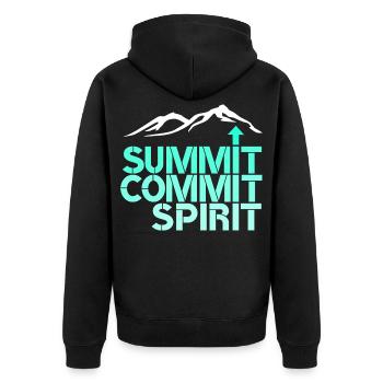 Spirit Commit Summit - Unisex Premium Organic Zip Hoodie - black - Back - Nico (187cm)