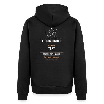 Cochonnet N'a Jamais Tort L'Art de Vivre Provençal - Veste à capuche bio Premium Unisexe - noir - Dos - Nico (187cm)