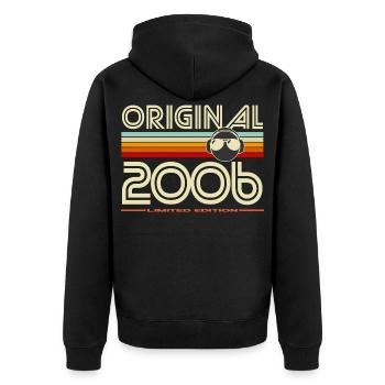 Retro 2006 Limited Edition - Unisex Premium Bio Zip Hoodie - Schwarz - Hinten - Nico (187cm)