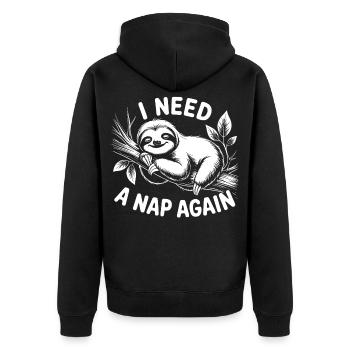 Ich brauch nen Nap - Unisex Premium Bio Zip Hoodie - Schwarz - Hinten - Nico (187cm)