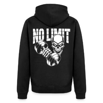 No Limit Skull Bodybuilding - Veste à capuche bio Premium Unisexe - noir - Dos - Nico (187cm)