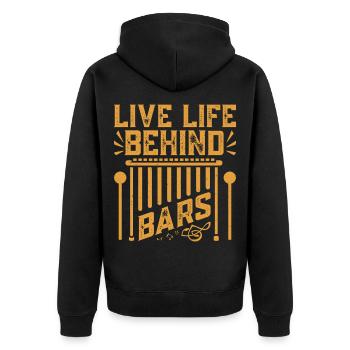 Marimbiste Vivre la vie derrière les barreaux Fosse à percussions - Veste à capuche bio Premium Unisexe - noir - Dos - Nico (187cm)