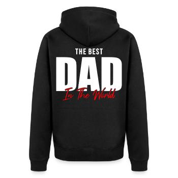 Feiert den besten Vater der Welt! Perfektes Geschenk - Unisex Premium Bio Zip Hoodie - Schwarz - Hinten - Nico (187cm)