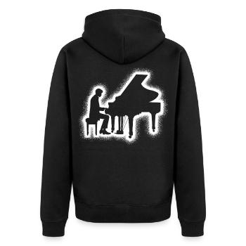 Piano Pianist Herren Jungen Kinder Klavier - Unisex Premium Bio Zip Hoodie - Schwarz - Hinten - Nico (187cm)
