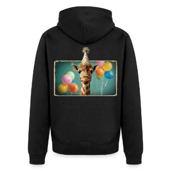 Giraffe Animals Zoo Party Jungle Zoo Birthday - Unisex Premium Organic Zip Hoodie - black - Back - Nico (187cm)