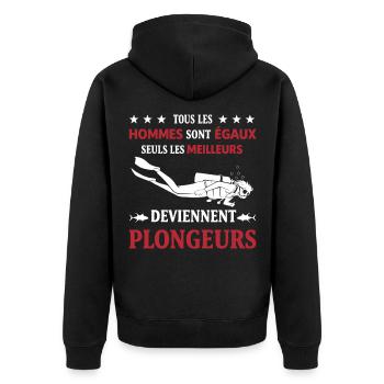 Plongeur Humour Tous les Hommes Sont Égaux Plongée - Veste à capuche bio Premium Unisexe - noir - Dos - Nico (187cm)