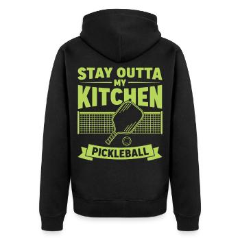 Pickleball Stay Outta My Kitchen funny player play - Unisex Premium Organic Zip Hoodie - black - Back - Nico (187cm)