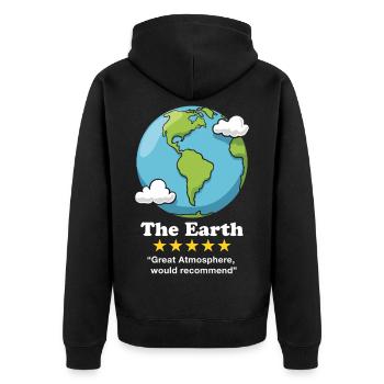 Die Erde - Unisex Premium Bio Zip Hoodie - Schwarz - Hinten - Nico (187cm)