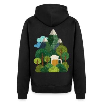 Montagnes, randonnée, bière, nature. - Veste à capuche bio Premium Unisexe - noir - Dos - Nico (187cm)