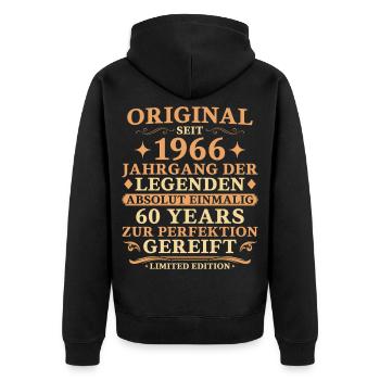 60. Geburtstag Original 1966 Jahrgang Geschenk - Unisex Premium Bio Zip Hoodie - Schwarz - Hinten - Nico (187cm)