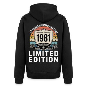 Vintage 1981 45th Birthday Gift Men Women 45 - Veste à capuche bio Premium Unisexe - noir - Dos - Nico (187cm)