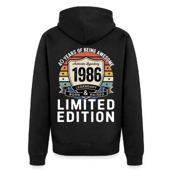 Vintage 1986 40th Birthday Gift Men Women 40 - Veste à capuche bio Premium Unisexe - noir - Dos - Nico (187cm)