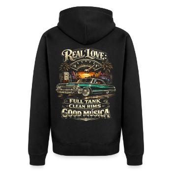 Lowrider Auto Full Tank Clean Jantes Good Musica - Veste à capuche bio Premium Unisexe - noir - Dos - Nico (187cm)