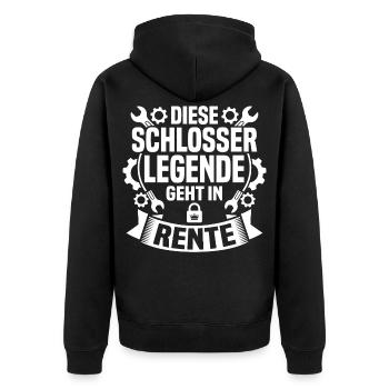 Schlosser Legende Geht in Rente Sprüche Ruhestand - Unisex Premium Bio Zip Hoodie - Schwarz - Hinten - Nico (187cm)