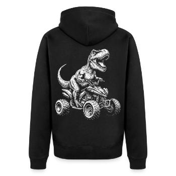 Quad Dinosaur ATV Quad Driver Kids Offroad - Unisex Premium Organic Zip Hoodie - black - Back - Nico (187cm)