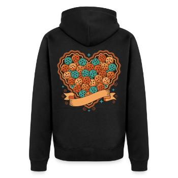 Pickleball-lustiger Spieler liebt Pickle-Ballplatz - Unisex Premium Bio Zip Hoodie - Schwarz - Hinten - Nico (187cm)