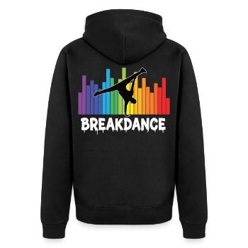 Breakdance Streetstyle Hip Hop DJ Dance - Unisex Premium Bio Zip Hoodie - Schwarz - Hinten - Nico (187cm)
